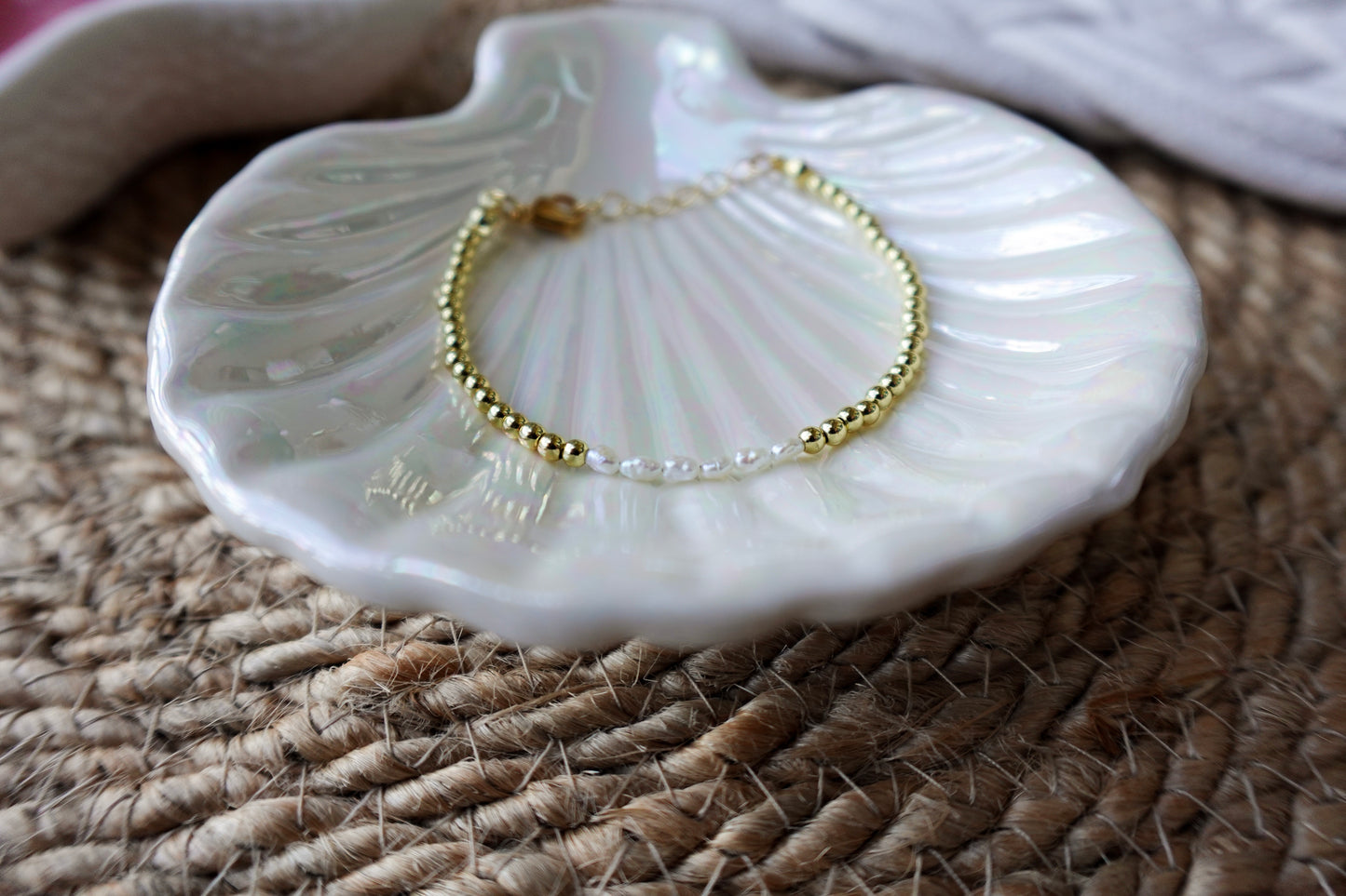 18k gold filled freshwater pearl bracelet - 3mm