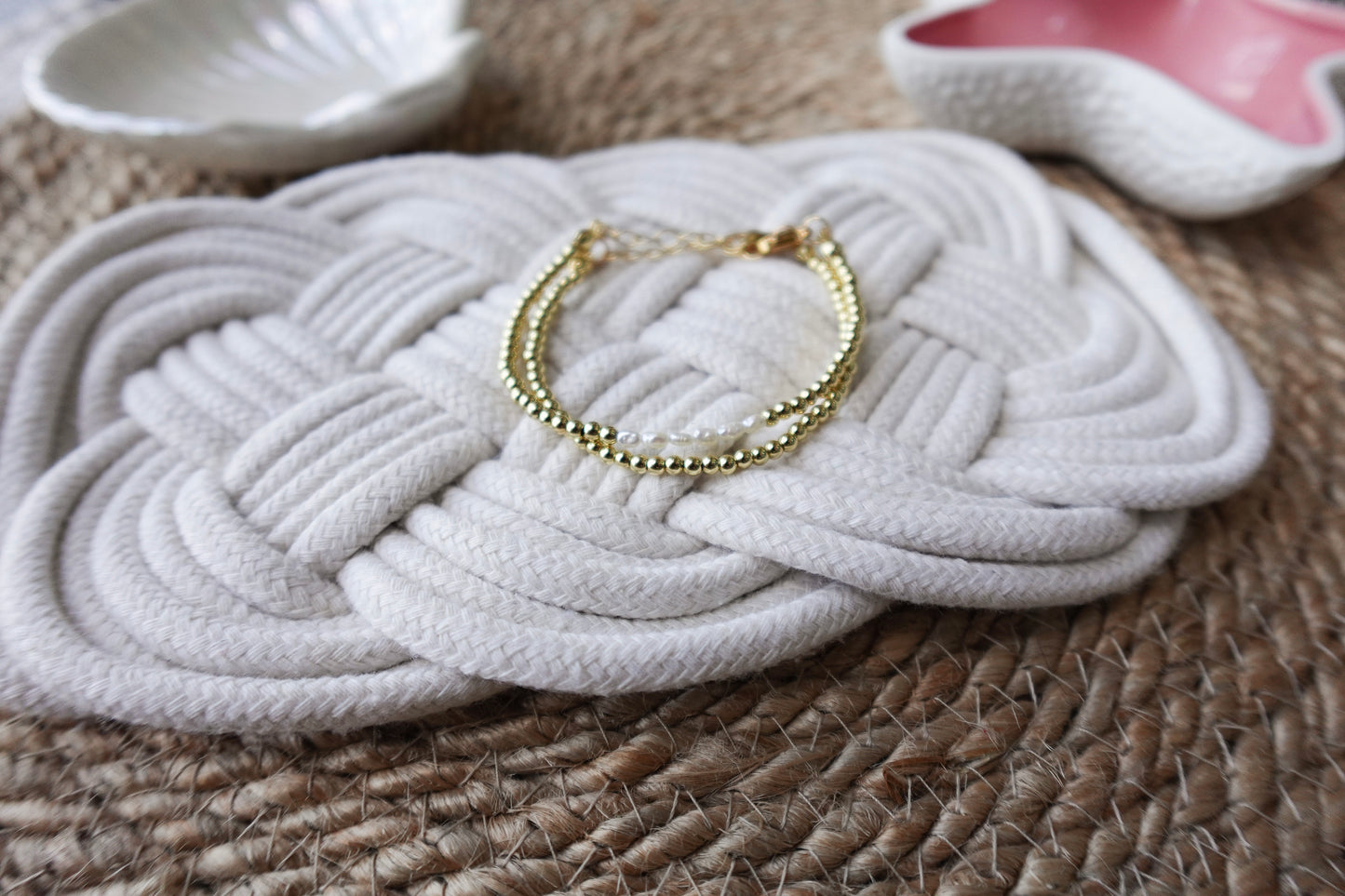 18k gold filled freshwater pearl bracelet - 3mm