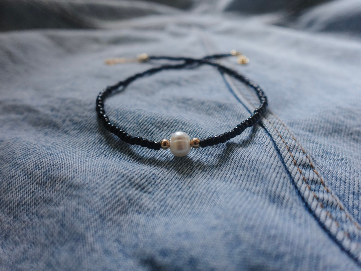 Black and Freshwater Pearl Beaded Necklace