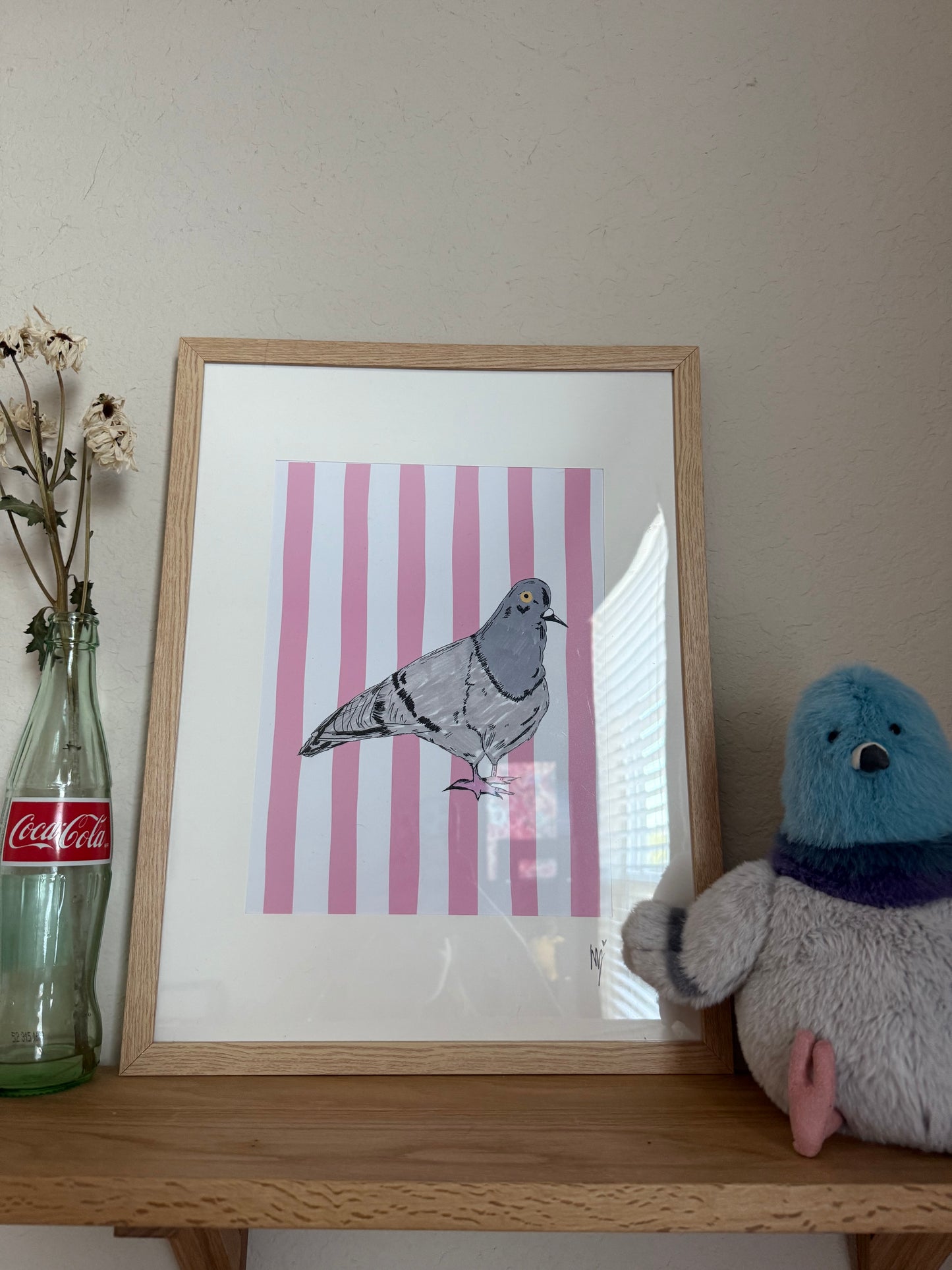 Large Framed Pigeon Print
