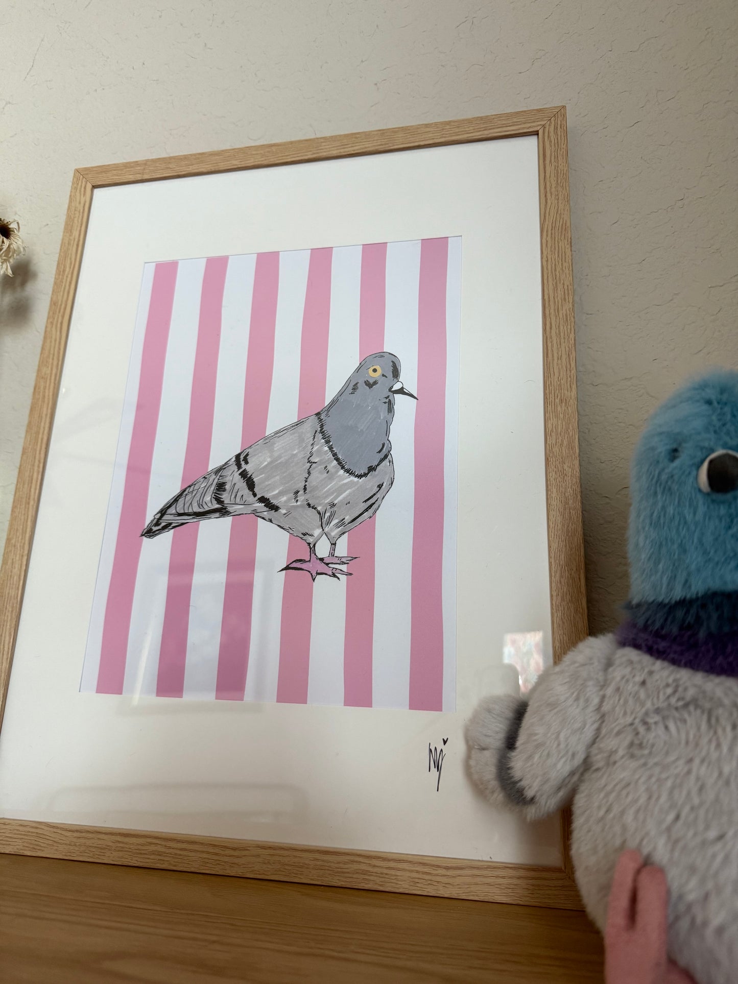 Large Framed Pigeon Print