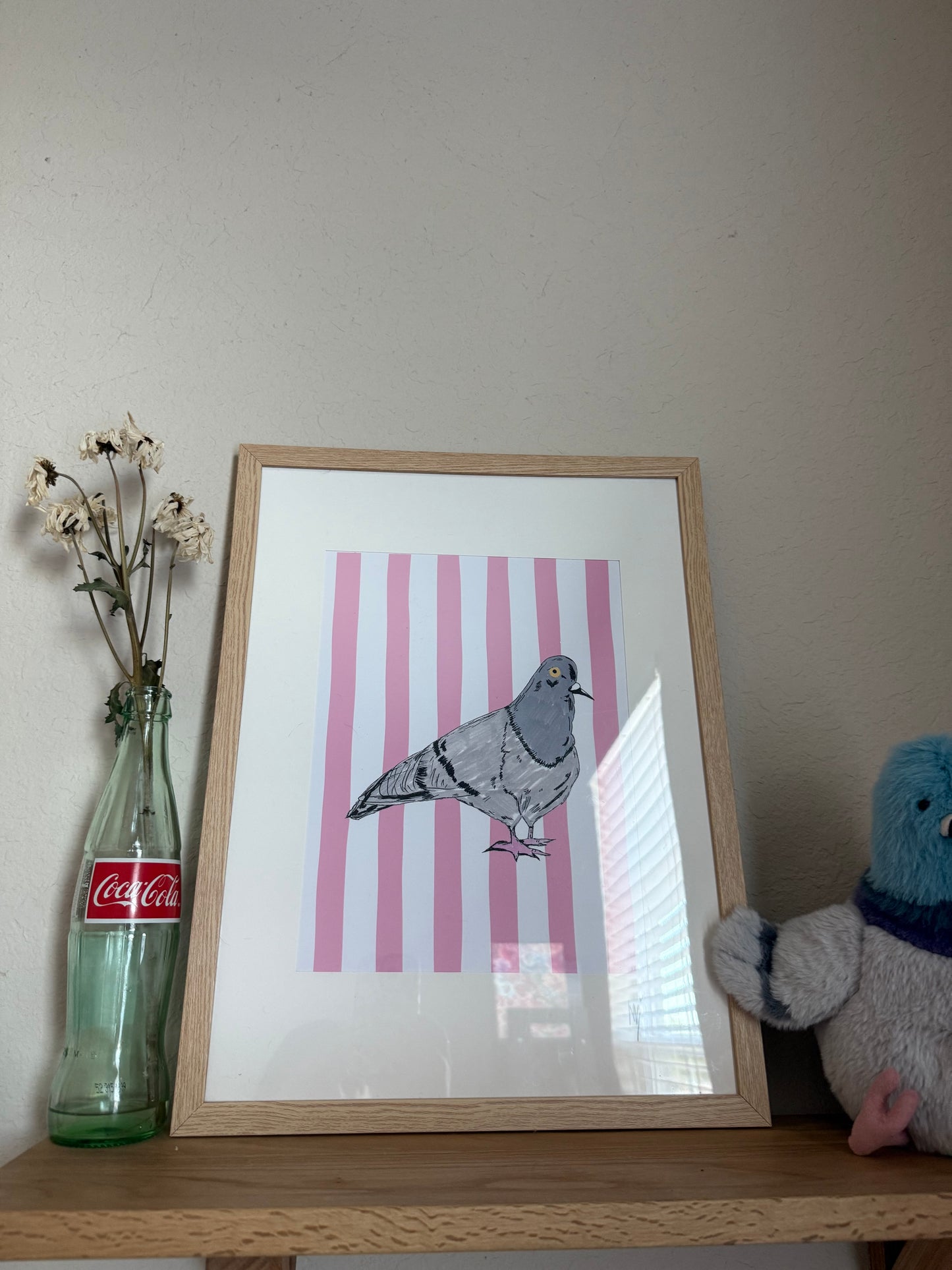 Large Framed Pigeon Print