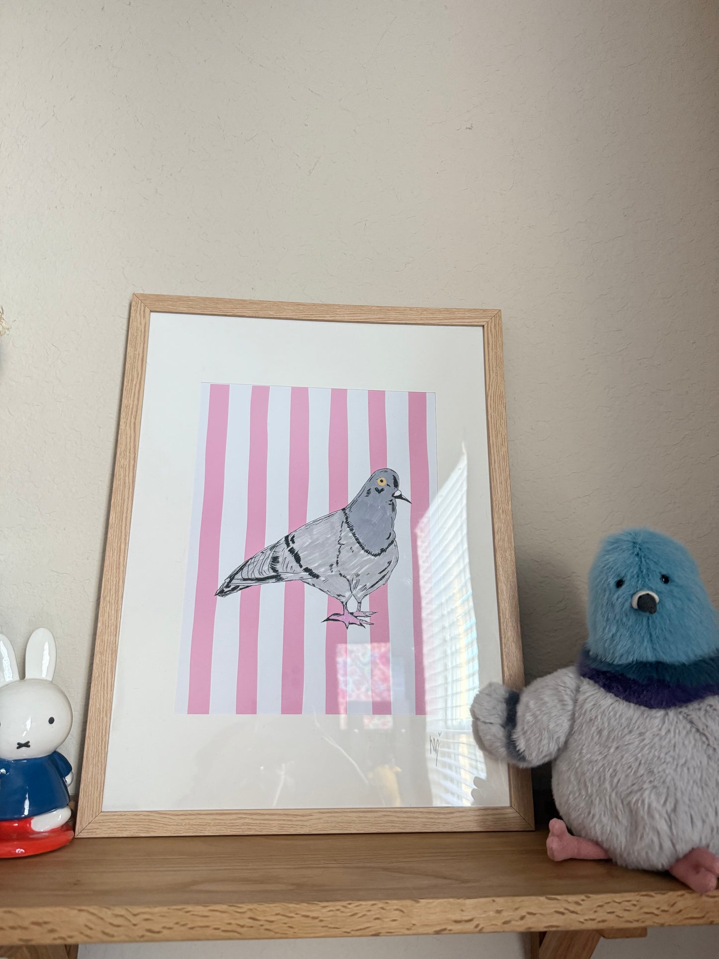 Large Framed Pigeon Print
