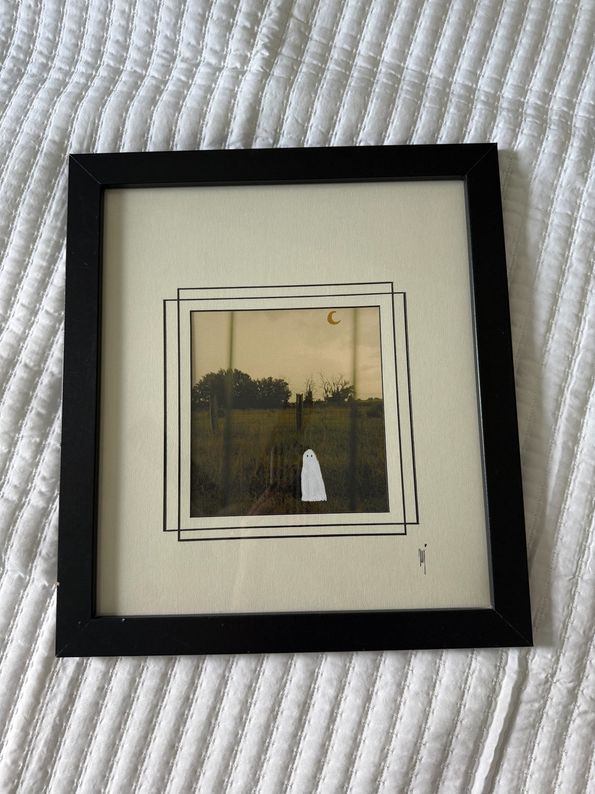 Thrifted Extra Large Black Framed Ghost Print