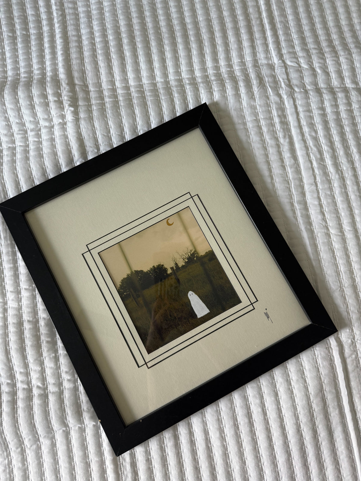 Thrifted Extra Large Black Framed Ghost Print
