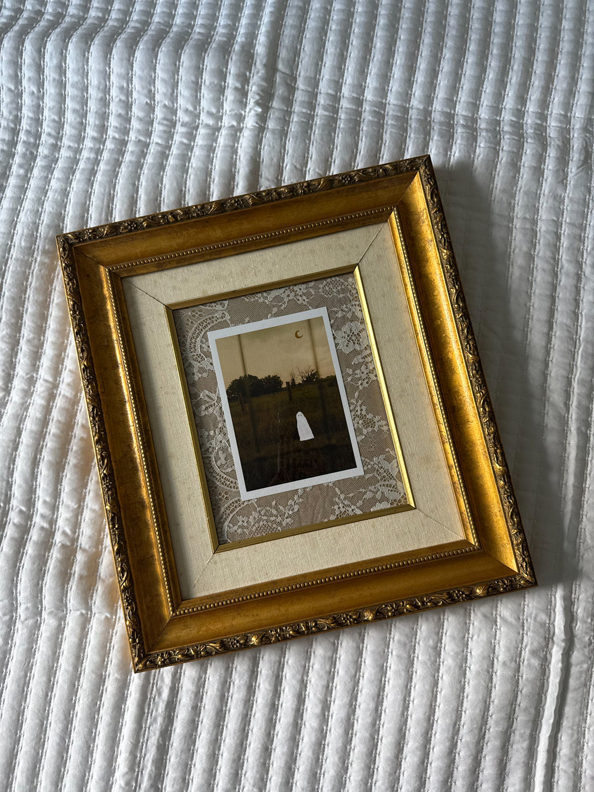 Thrifted Large Gold Ornate Framed Ghost Print