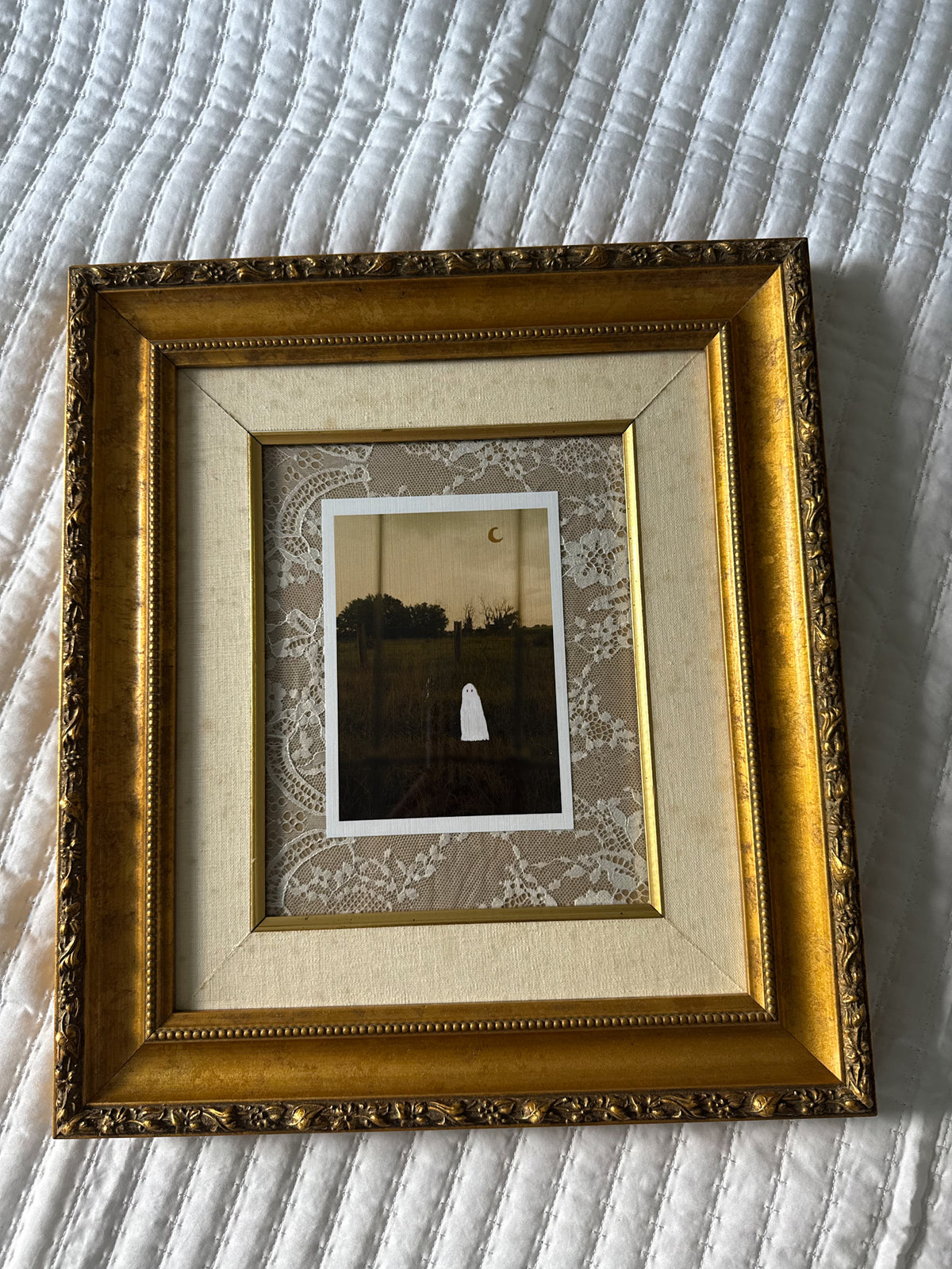 Thrifted Large Gold Ornate Framed Ghost Print