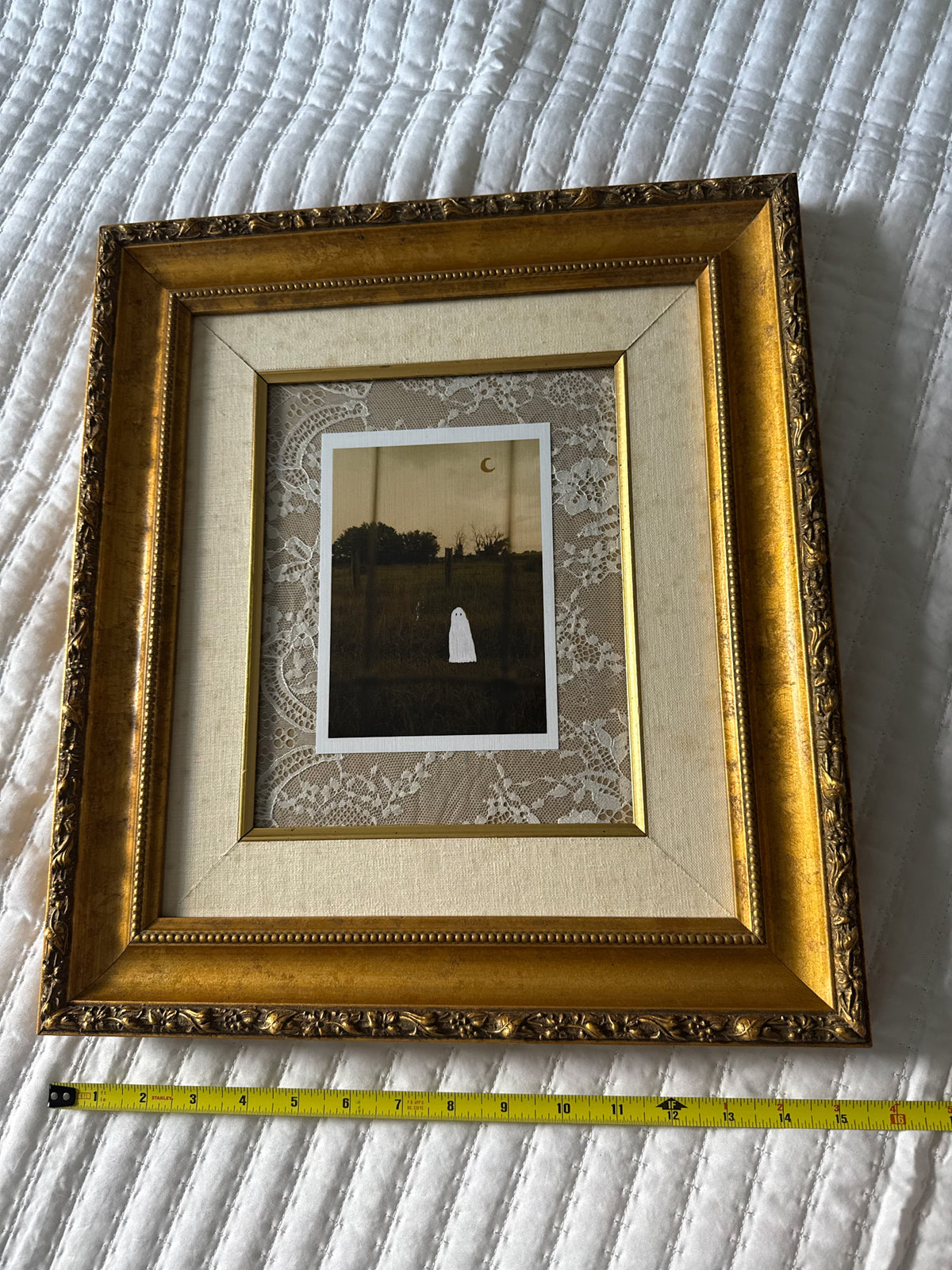Thrifted Large Gold Ornate Framed Ghost Print