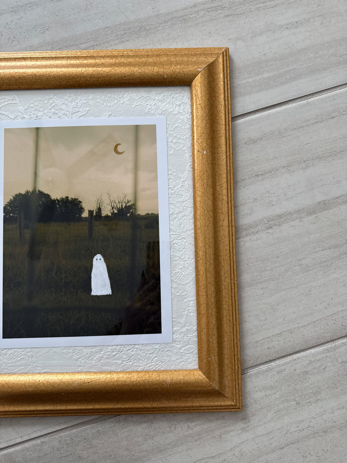 Thrifted Large Gold Framed Ghost Print