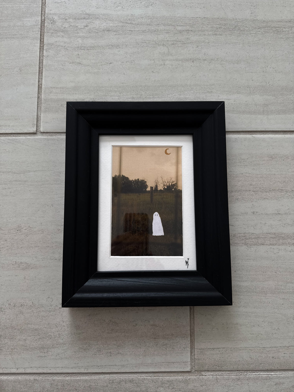 Thrifted Black Framed Ghost Print