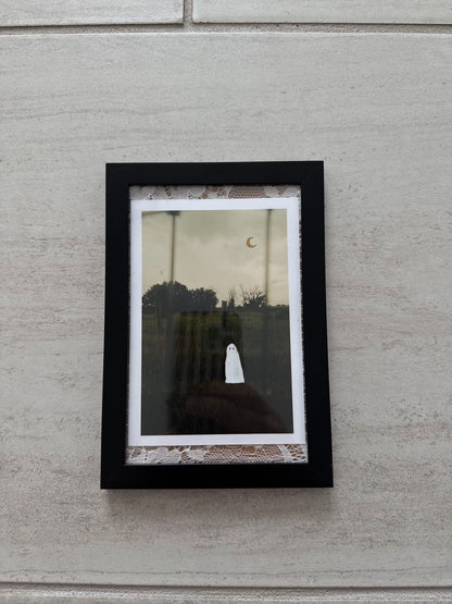 Thrifted Mini Black Framed Ghost Print