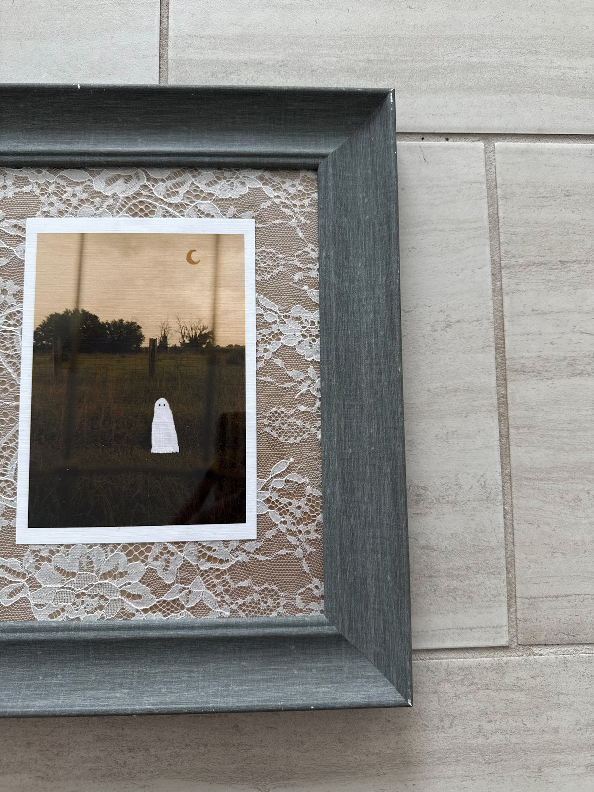 Thrifted Large Grey Framed Ghost Print