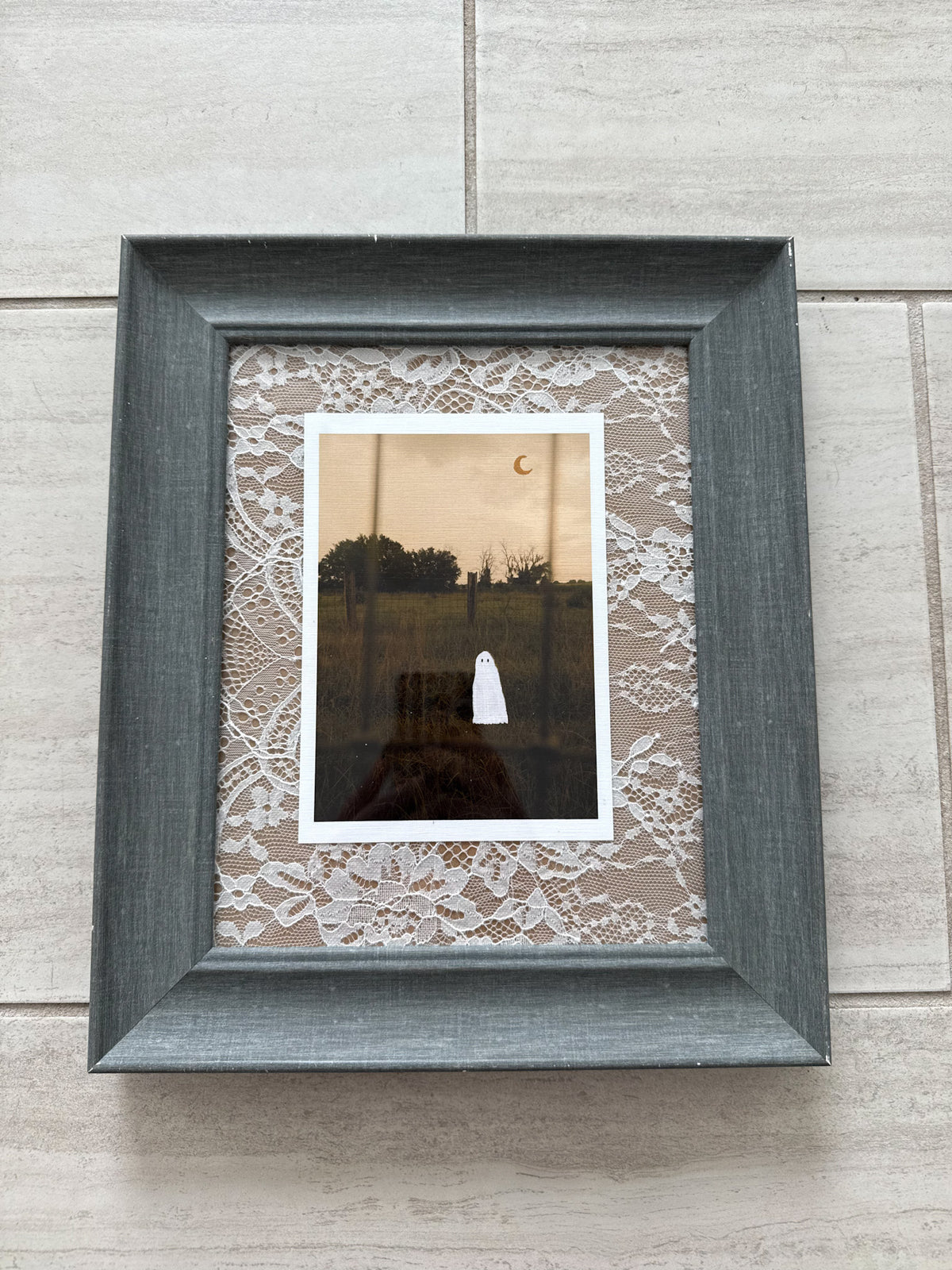 Thrifted Large Grey Framed Ghost Print