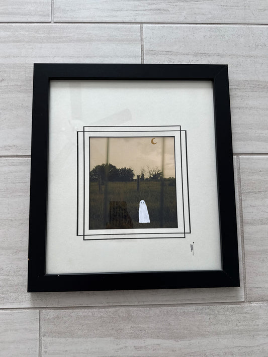 Thrifted Extra Large Black Framed Ghost Print