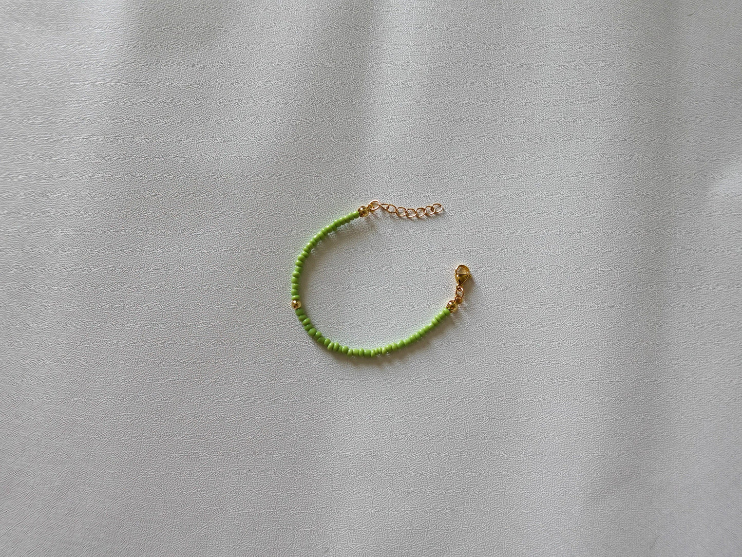 Matcha Green Bracelet with 18k Gold Filled Accent Bead