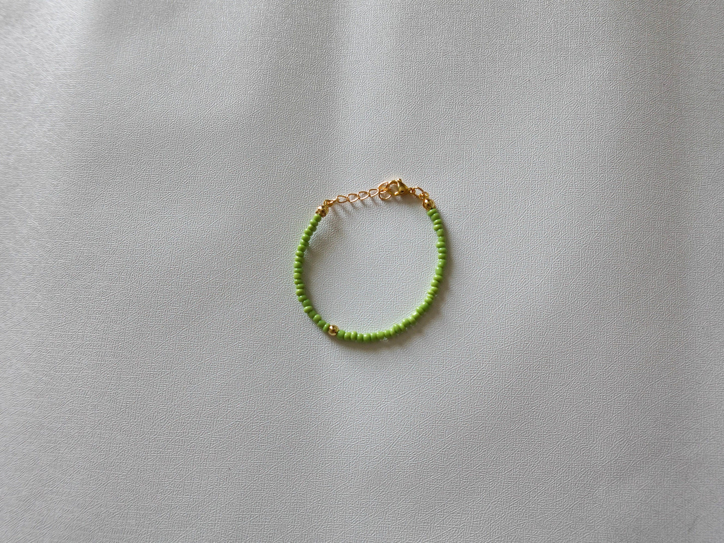 Matcha Green Bracelet with 18k Gold Filled Accent Bead