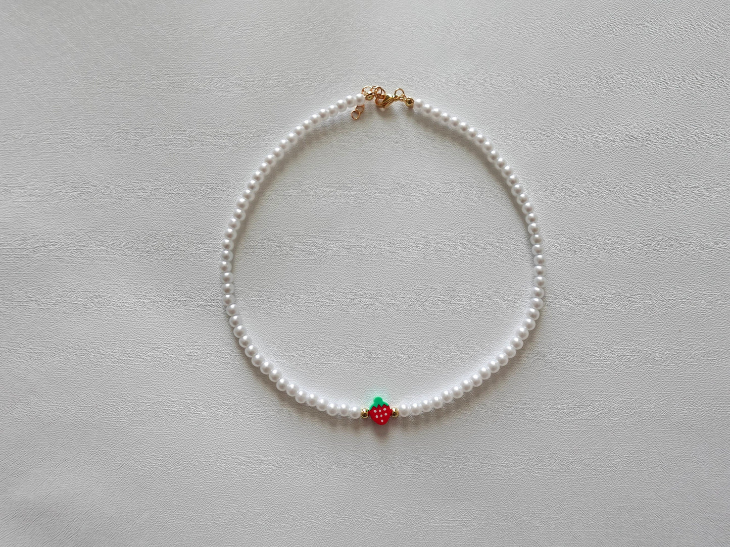 Strawberry & Pearls Necklace