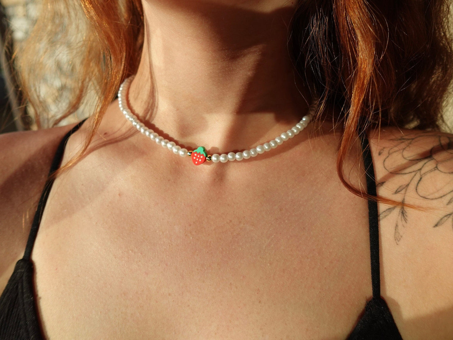 Strawberry & Pearls Necklace